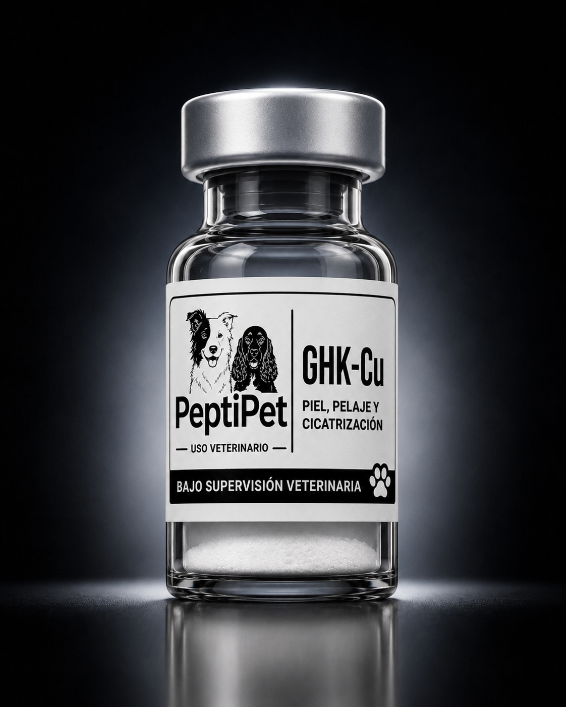 Vial de GHK-Cu PeptiPet — uso veterinario de investigación