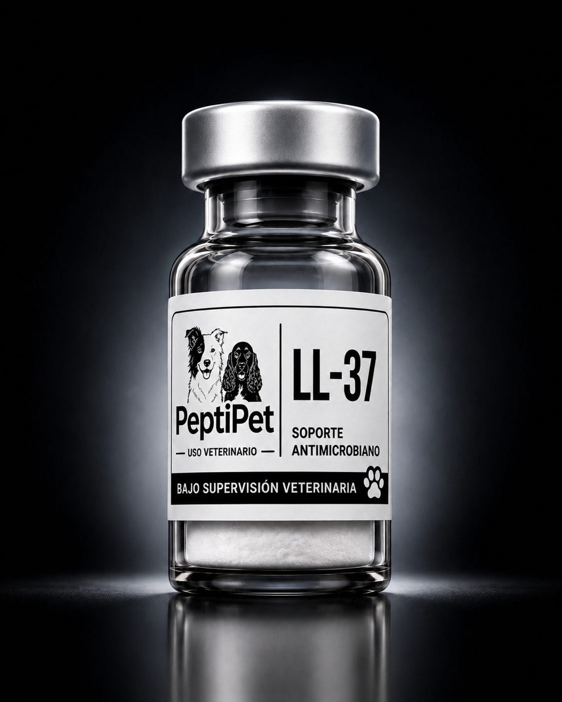 Vial de LL-37 PeptiPet — uso veterinario de investigación