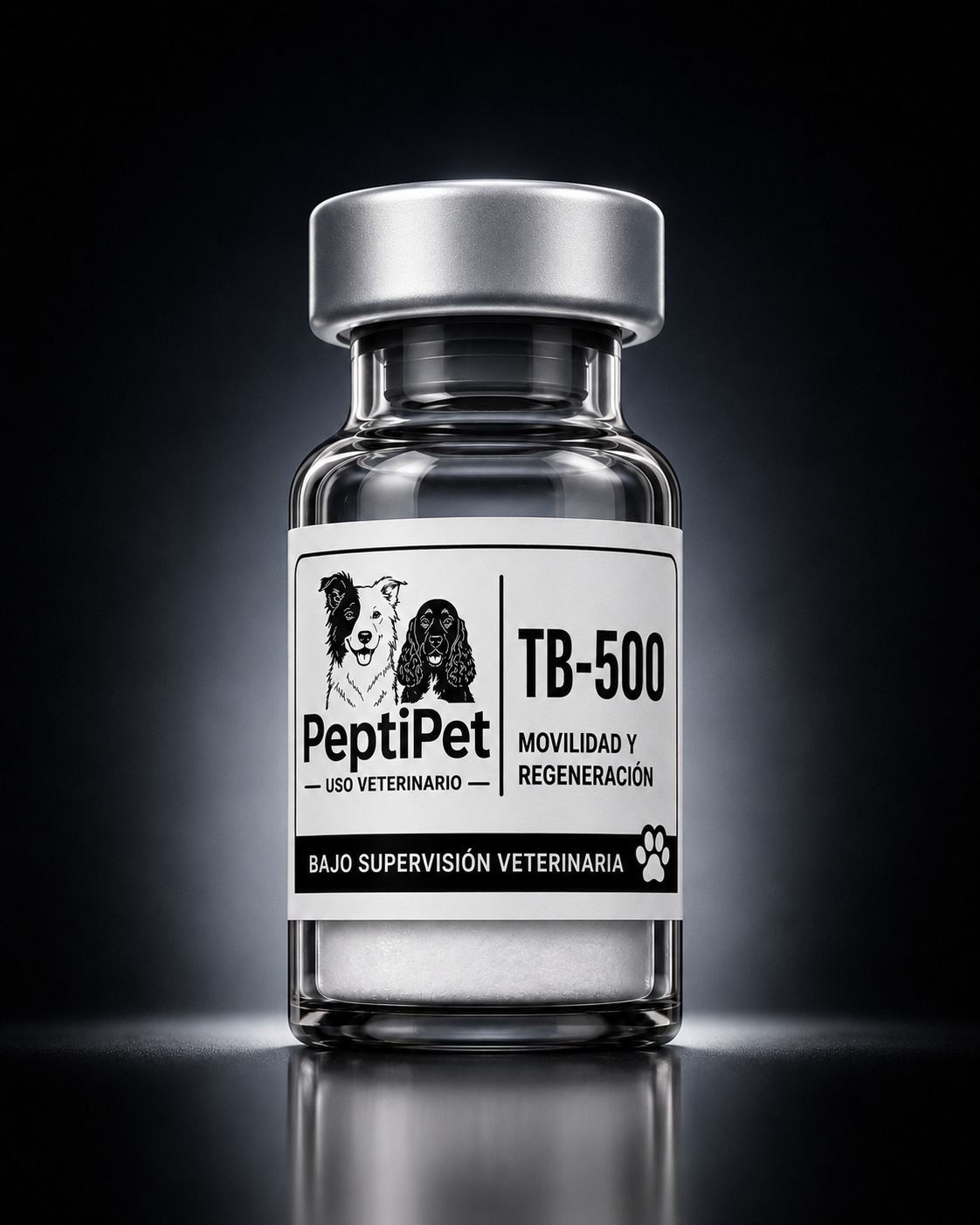 Vial de TB-500 PeptiPet — uso veterinario de investigación