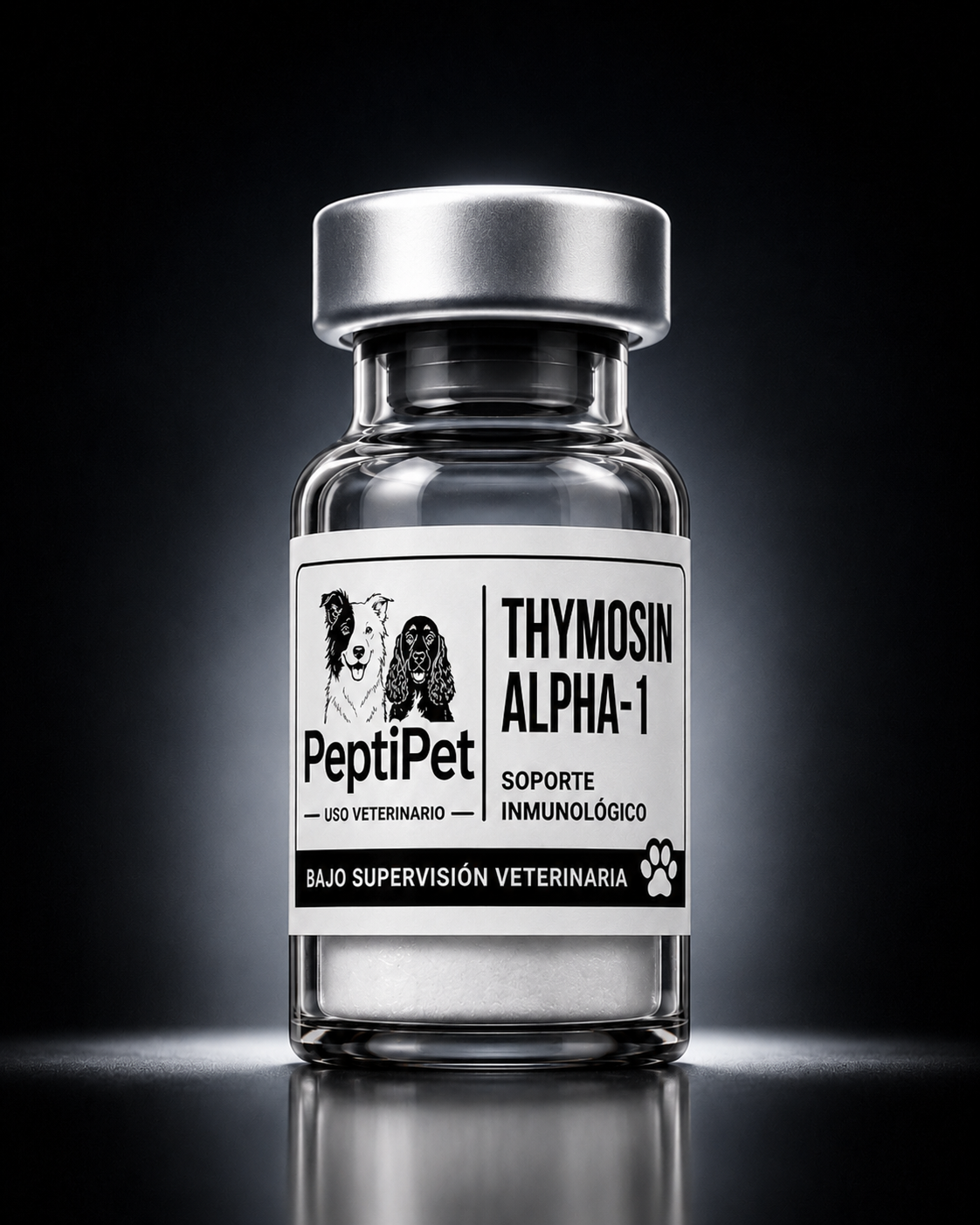 Vial de Thymosin Alpha-1 PeptiPet — uso veterinario de investigación